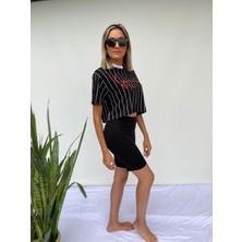 Key Moda Tayt Diz Üstü Kadın Siyah Spor Taytı