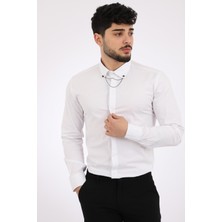 Stil Kombin Stil Kombin Slim Fit Likralı Zincirli Gömlek