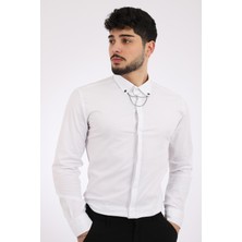 Stil Kombin Stil Kombin Slim Fit Likralı Zincirli Gömlek