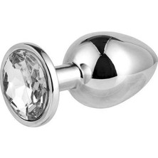 Gümüş Metal Taşlı Orta Boy Anal Plug