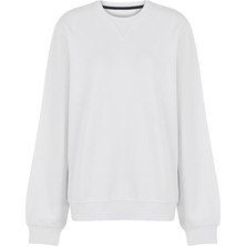 White&Simple White And Simple Kadın Beyaz 100% Pamuk Unisex Sweatshirt