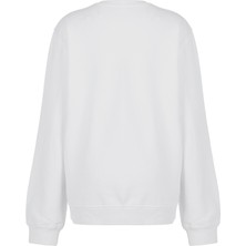 White&Simple White And Simple Kadın Beyaz 100% Pamuk Unisex Sweatshirt