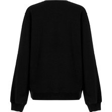 White&Simple White And Simple Kadın Siyah 100% Pamuk Unisex Sweatshirt