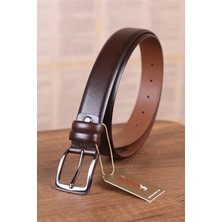 Kasva Deri 3.5 cm Erkek Kahve Düz Deri Kemer