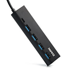 Dark USB Type-A to 1xUSB Type-C Şarj + 4xUSB 2.0 Çoklayıcı HUB (DK-AC-USB346)