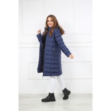Elegant Life Kadın Lacivert Şişme Uzun Mont Kaban