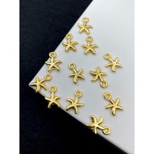 Hedef Bijuteri 3 Adet Altınsarısı Gold Renk Lak Kaplama Kulplu Denizyıldızı, Sallantı Takı Kolye Ucu