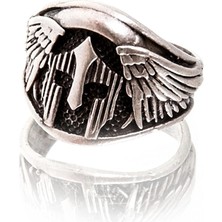 The Collection Kanatlı Gladyatör Model Ayarlanabilir Gümüş Kaplama Yüzük