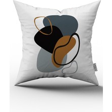 Cango Home Kahverengi Lacivert Modern Soyut Desenli Dijital Baskılı Kırlent Yastık Kılıfı  CGH712