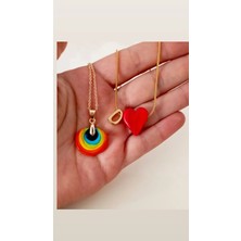 Nergis Murano Cam Kalp / Gökkuşağı Kolye