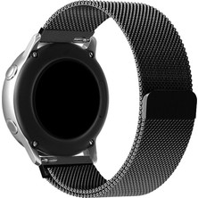 Kyver Samsung Galaxy Watch Active 2 Uyumlu Milano Loop Metal Hasır Kordon 20MM (Siyah)