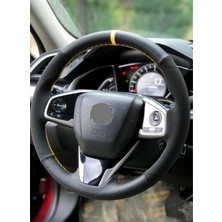 Gürler Oto Kılıf ve Aksesuar Honda Cıvıc Fc5 Sarı Yüzük Karbon Alkantra Dikme Direksiyon Kılıf