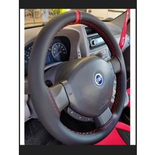 Gürler Oto Kılıf ve Aksesuar Dikmeli Deri Direksiyon Kılıfı Kırmızı Yüzüklü Esnek ve Kokusuz