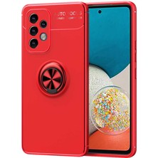 Caseart Samsung Galaxy A73 Kılıf Renkli Yüzüklü Manyetik Silikon Kapak Kırmızı - Kırmızı