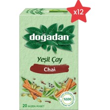 Doğadan Yeşil Çay Chai Poşet Bardak Çay x 12