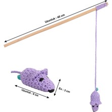 Ahşap Zilli Fare Oyuncaklı Örme Kedi Oltası