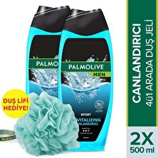 Palmolive Men Sport 3ü 1 Arada Erkek Duş Jeli 2 x 500 ml+Duş Lifi