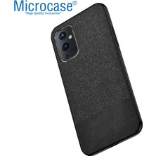 Microcase OnePlus 9 Çin Versiyon Fabrik Serisi Kumaş ve Deri Desen Kılıf - Siyah