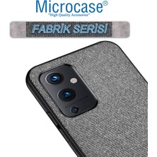 Microcase OnePlus 9 Çin Versiyon Fabrik Serisi Kumaş ve Deri Desen Kılıf - Gri