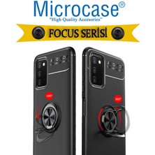 Microcase Samsung Galaxy A03S Focus Serisi Yüzük Standlı Silikon Kılıf - Siyah