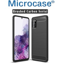 Microcase Samsung Galaxy A03S Brushed Carbon Fiber Silikon Kılıf - Siyah