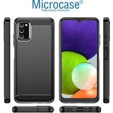 Microcase Samsung Galaxy A03S Brushed Carbon Fiber Silikon Kılıf - Siyah