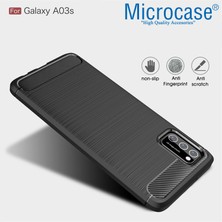 Microcase Samsung Galaxy A03S Brushed Carbon Fiber Silikon Kılıf - Siyah