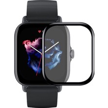 Microcase Amazfit Gts 3 Tam Kaplayan Kavisli Ekran Koruyucu 3D Pet Film - Siyah