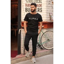 Trendypassion Alpha Siyah Spor Eşofman Takımı Erkekler İçin %100 Pamuk Sezonsuz Slim Fit