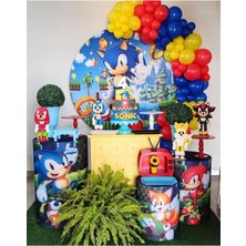Bal10 Dünyası Sonic Temalı Metalik Lacivert Sarı Kırmızı Balon Zinciri Seti 80 Adet