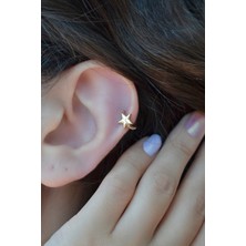 Sacce Scarves&Accessories Yıldız Model Halka Piercing Tragus Helix Kıkırdak Küpesi
