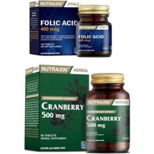 Nutraxin 400 Mcg Folic Acid + Cranberry(Turna YEMIŞI)1000 Mg 60 Tablet