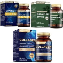 Nutraxin Vitamin Max C-D-Zınc 60 Tablet+ Bromelaın 500 Mg 60 Tablet+ Hidrolize  Içeren 30 Tablet