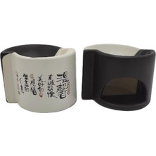 Dünyadan Hediyeler Japonca Temalı Ying Yang Tasarımlı Siyah Beyaz Seramik Buhurdanlık