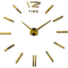 Otantik Dekoratif 3D Duvar Saati Pleksi Ayna Büyük Boy