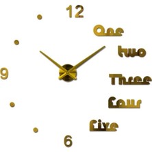 Otantik Dekoratif 3D Duvar Saati Pleksi Ayna Büyük Boy