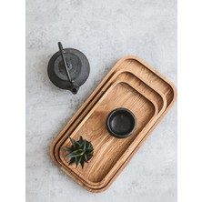 Koza Wood Art 3'lü Set Doğal Ahşap Servis Sunum ve Servis Tabakları