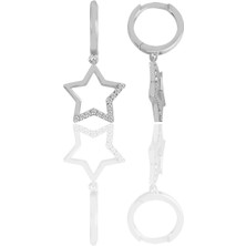 Söğütlü Silver Gümüş Rodyumlu Zirkon Taşlı Yıldız Küpe