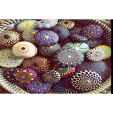 Mandala Art Fabric Taş Görünümlü Ahşap 10X10 cm Dot Mandala Için Özel Üretim Ahşaplar