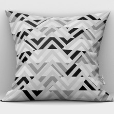 Cango Home Gri Siyah Geometrik Modern Desenli Çift Taraflı Dijital Baskılı Kırlent Kılıfı  - YLMS105