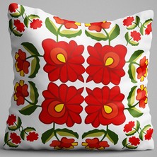 Cango Home Kırmızı Yeşil Etnik Vintage Desenli Dijital Baskılı Çift Taraflı Kırlent Kılıfı - OTYK553-CT