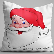 Cango Home Beyaz Kırmızı Yılbaşı Temalı Noel Baba Figürlü Baskılı Çift Taraflı Kırlent Kılıfı - OTYK548-CT
