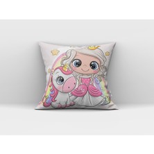 Cango Home Pembe Unicorn Prenses Dijital Baskılı Çocuk Çift Taraflı Kırlent Yastık Kılıfı - CHCCK02-CT