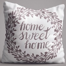 Cango Home Gri Home Sweet Home Yazılı Dijital Baskılı Çift Taraflı Kırlent Kılıfı - OTYK483-CT