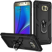 Gpack Samsung Galaxy Note 5 Kılıf Vega Tank Standlı Yüzüklü Mıknatıslı Siyah