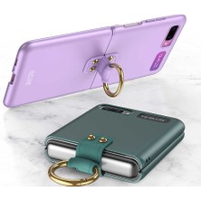 Smcase Samsung Galaxy Z Flip Kılıf Yüzüklü Silikon Mat Ring Siyah