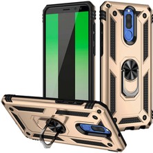 Smcase Huawei Mate 10 Lite Kılıf Vega Tank Standlı Yüzüklü Mıknatıslı Gold