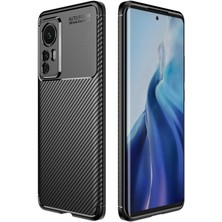 Smcase Xiaomi 12 Pro Kılıf Negro Karbon Kamera Korumalı Dizayn+Full Ekran Koruyucu Siyah