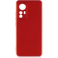 Smcase Xiaomi 12 Kılıf Kamera Korumalı Premier Mat Silikon + Full Ekran Koruyucu Kırmızı