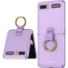 Dlrcase Samsung Galaxy Z Flip Kılıf Yüzüklü Silikon Mat Ring Mor